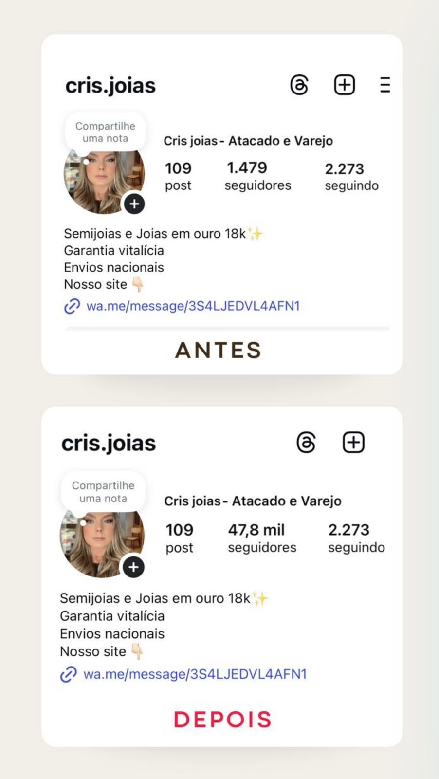 Resultado de crescimento - Cliente 3